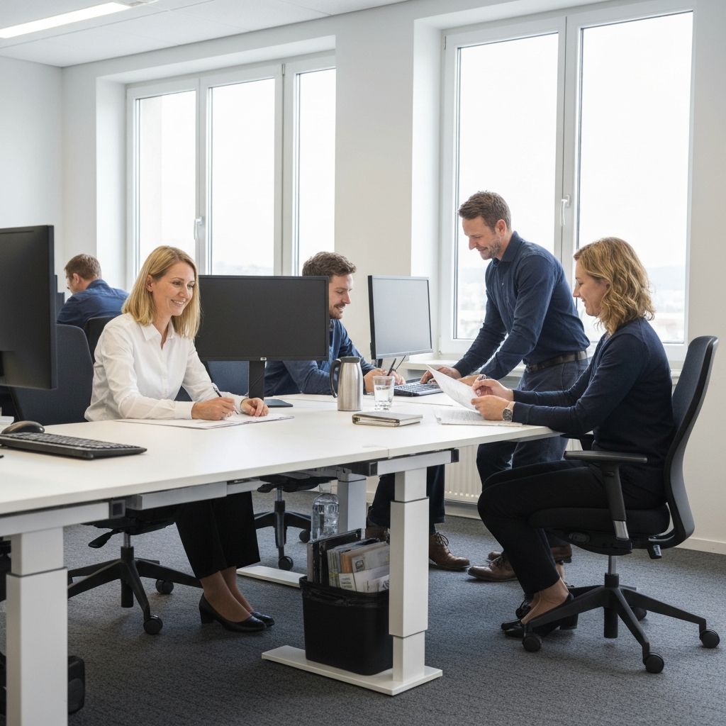 Professionelles Team arbeitet in modernem Büro an Ernährungsbildung